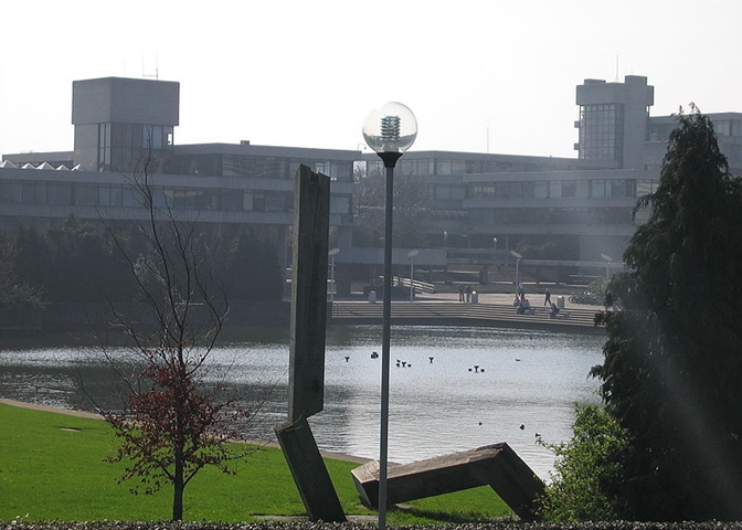The lake, James Joyce Library and Administration buildings